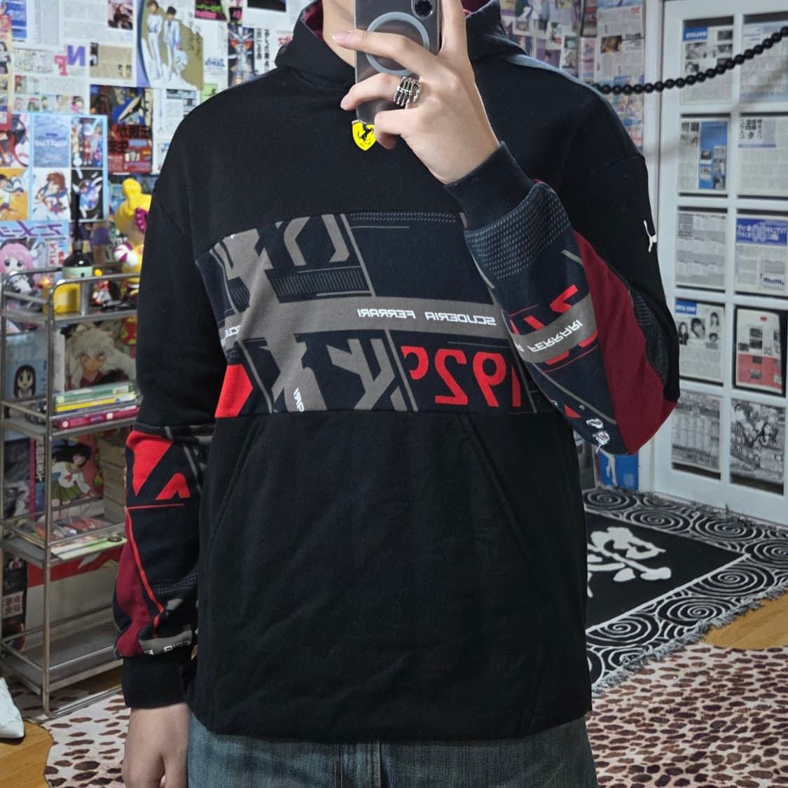 퓨마 페라리 빅 프린팅 레이싱 배색 후드티 상품이미지2