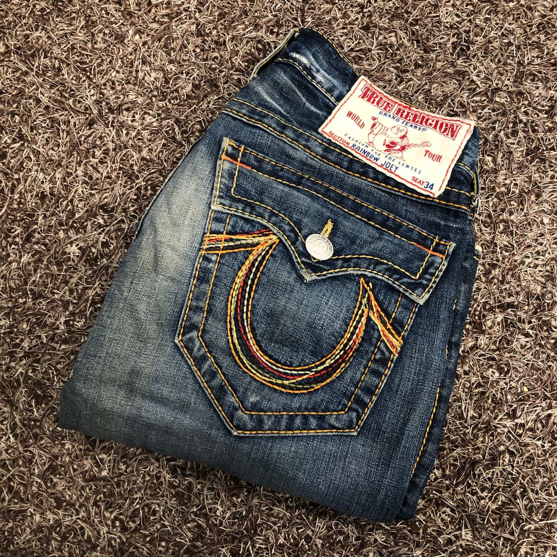 트루릴리전 레인보우 조이 플레어 부츠컷 워싱 데님 팬츠 상품이미지1