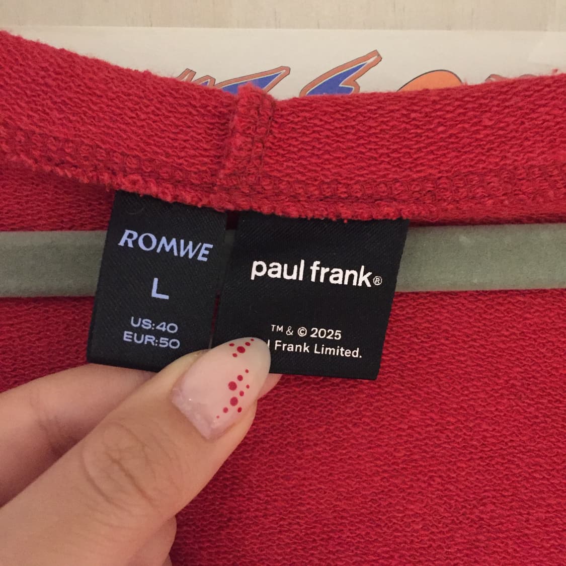 Romwe men & Paul Frank 후드티 L 상품이미지2