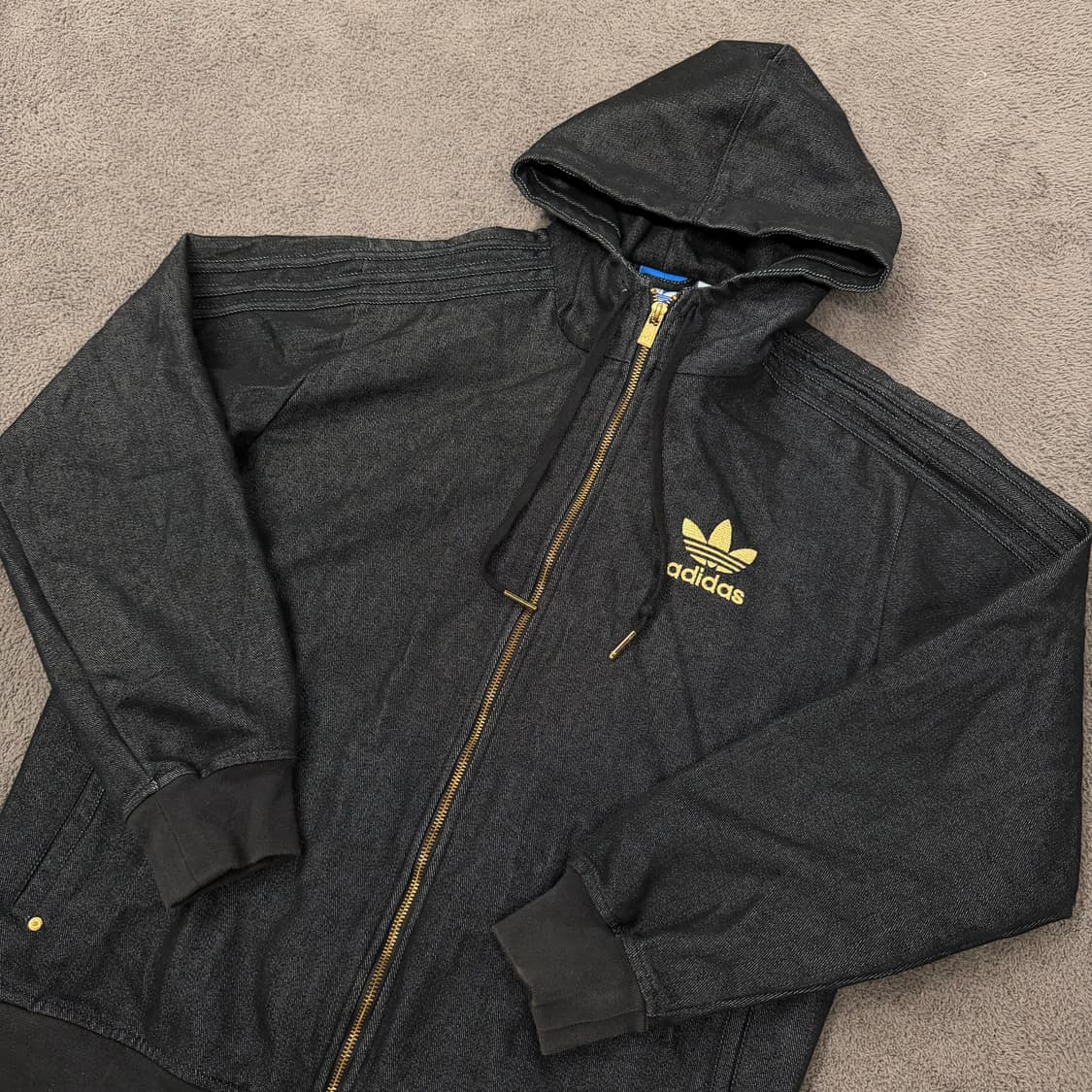 [ 정품/L ] 아디다스 파이어버드 삼선 후드 데님 청자켓 상품이미지1