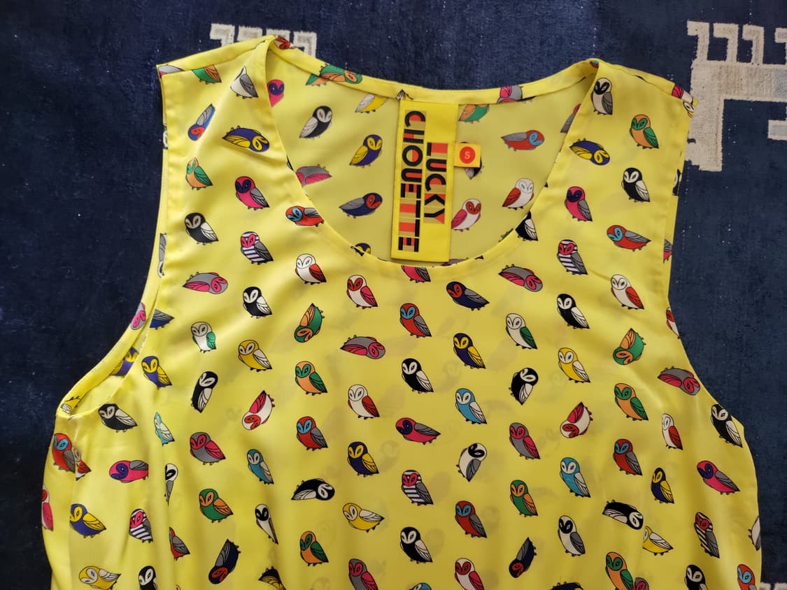 럭키슈에뜨 부엉이 패턴 로우 웨이스트 원피스 상품이미지2