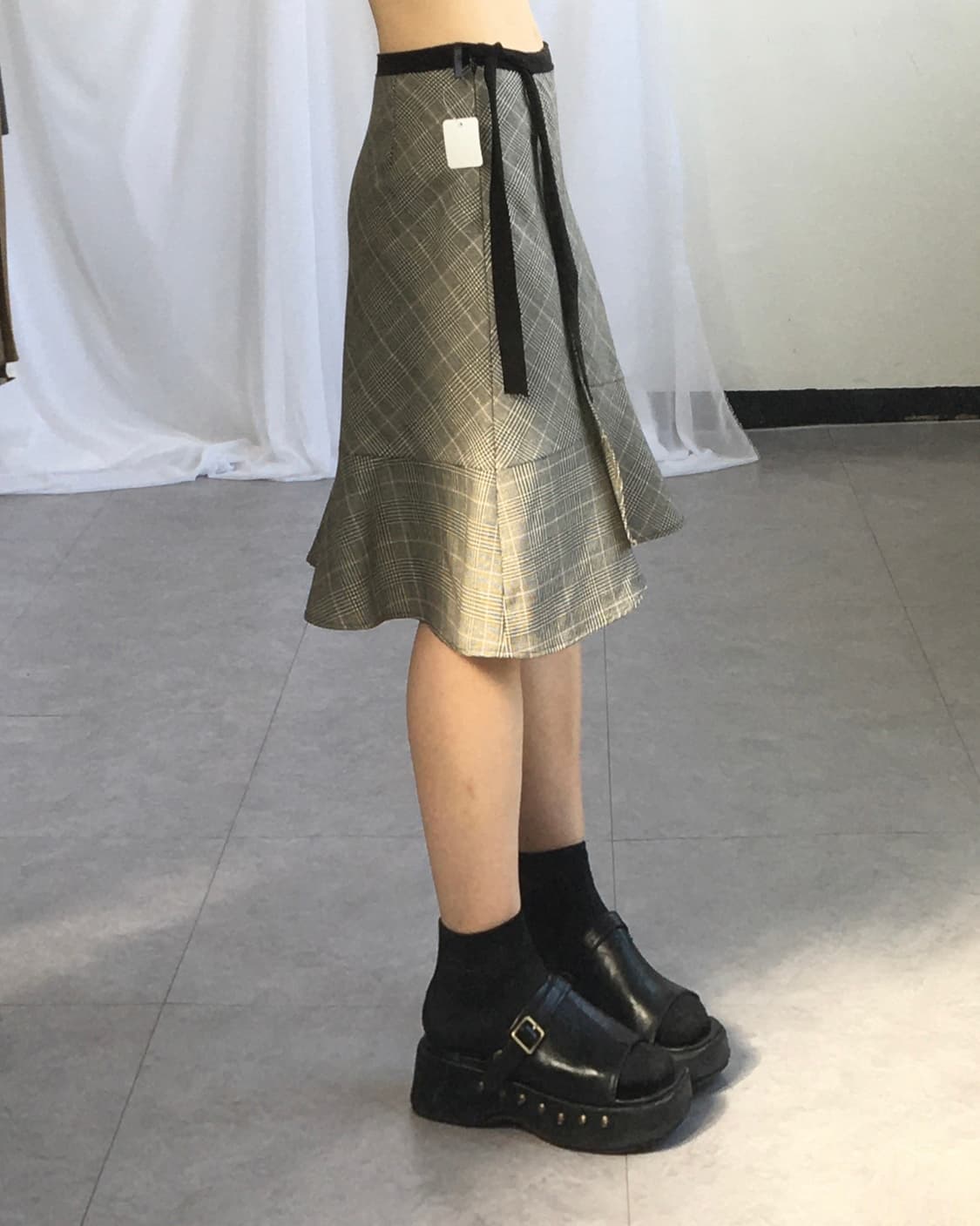 Check pattern wrap skirt 상품이미지6