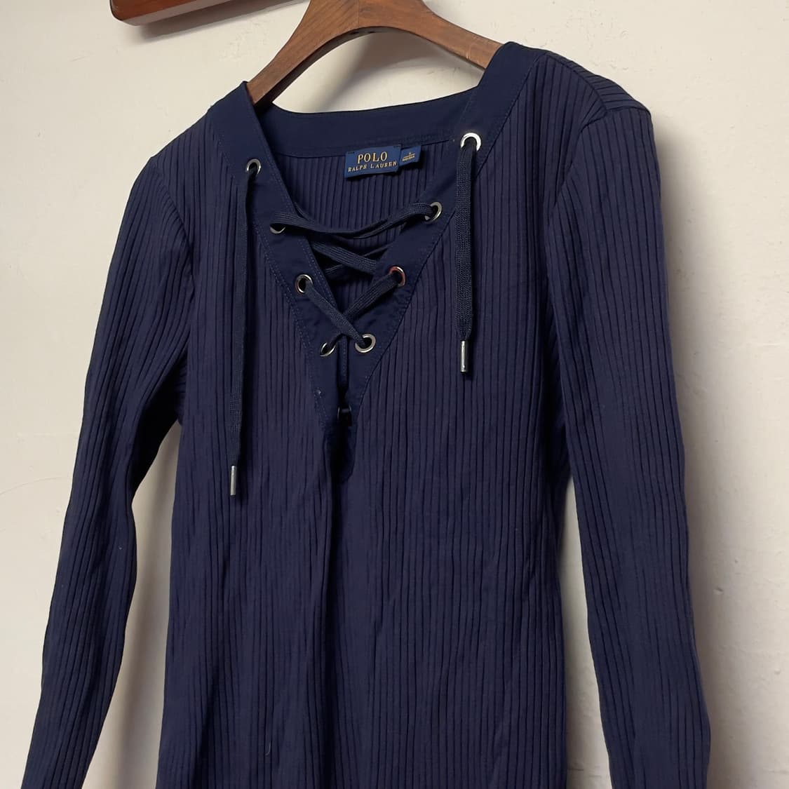 폴로 랄프로렌 (우먼) 레이스 업 네이비 롱 원피스   상품이미지2