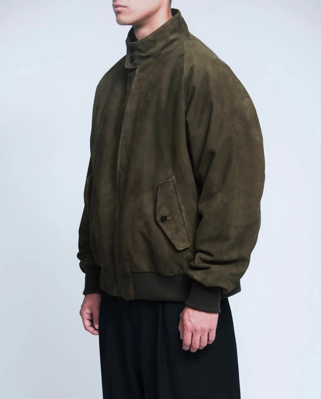 [2] A.PRESSE 아프레쎄 스웨이드 레더 해링턴 자켓 그린 상품이미지3