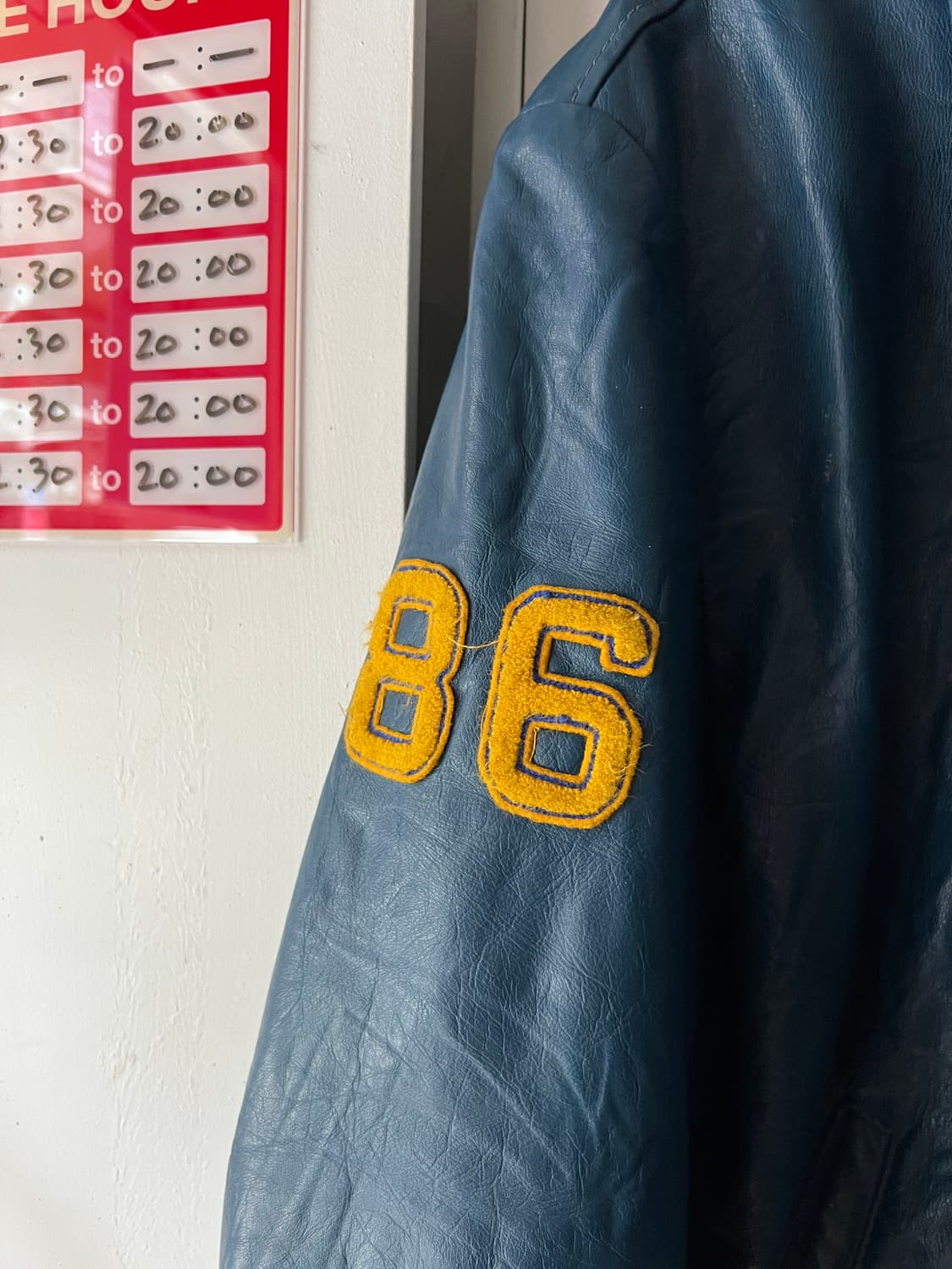 [L]80s USA 빈티지 WINDSOR 유니버시티 비건레더 바시티 자켓 상품이미지5