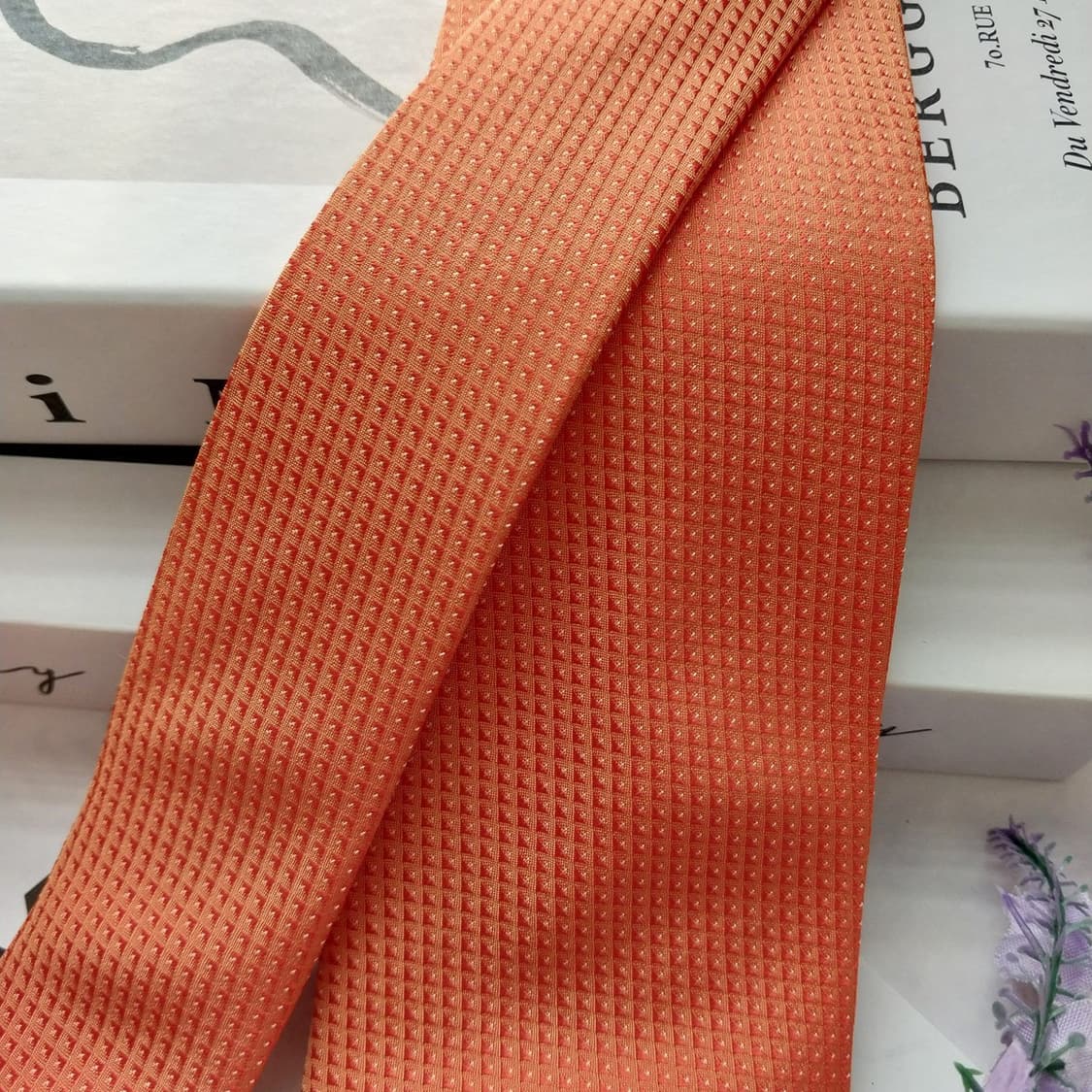 휴고보스 실크 오렌지 텍스처 슬림 넥타이 7.9cm A+등급 K1269
 상품이미지3