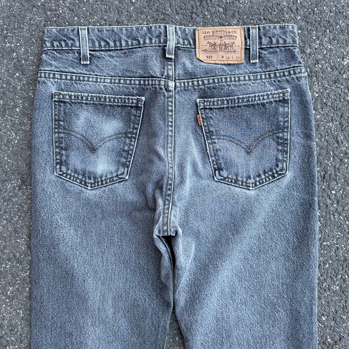 90s USA 빈티지 리바이스 517 부츠컷 오렌지탭 흑청 상품이미지6
