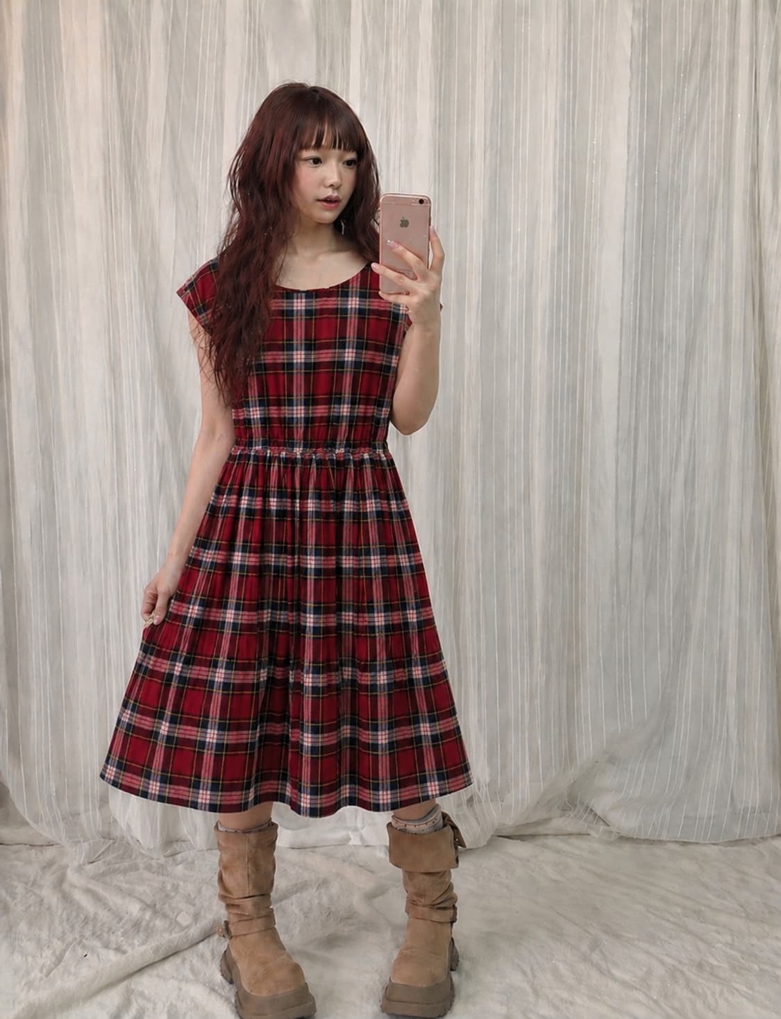 체크 무늬 원피스🍓🍒🌹 상품이미지1