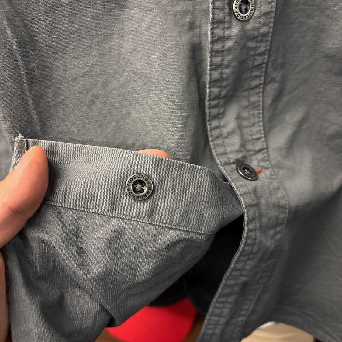 할리데이비슨 H-D 스컬 윙 엠브로이드 코튼트윌 워크셔츠 N1157 상품이미지7