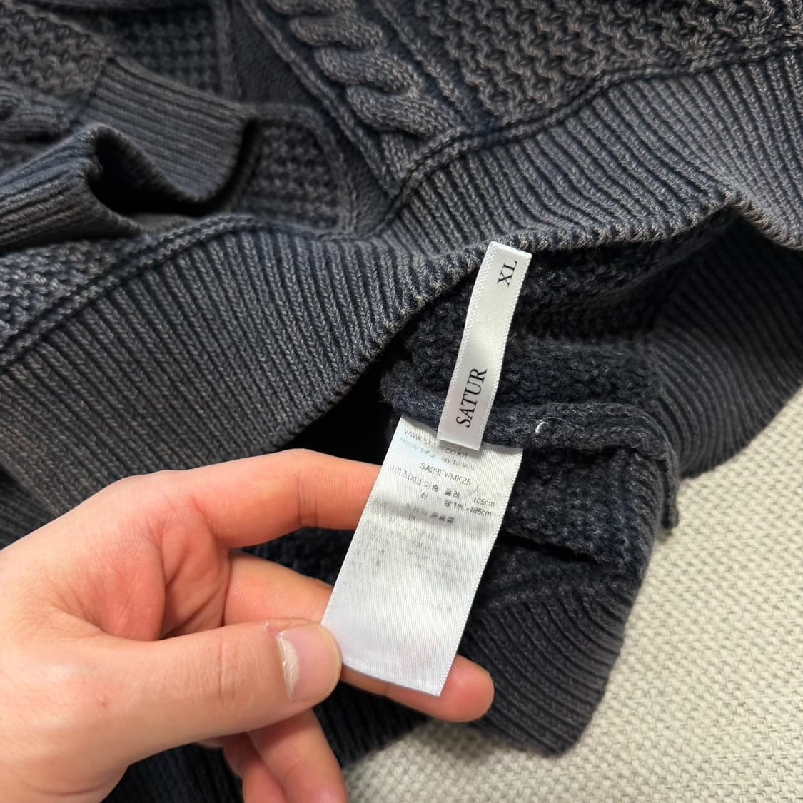 세터 롤드넥 아란 다이드 니트 상품이미지4