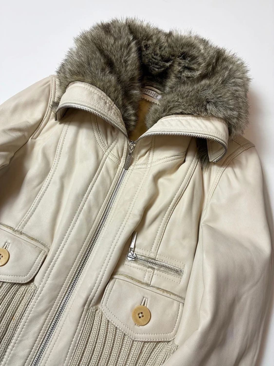 제시카 크리스토퍼 00's Y2K 퍼 크롭 양가죽 자켓 PN8490 상품이미지2