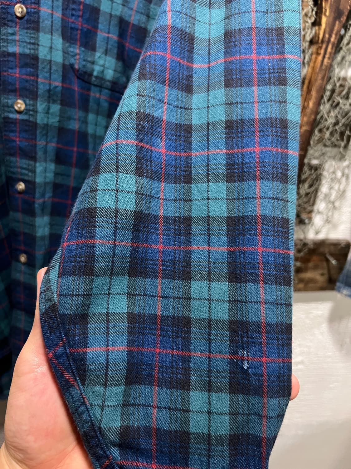 [S]90's L.L.Bean 엘엘빈 USA Made 그린 타탄체크 셔츠 상품이미지4