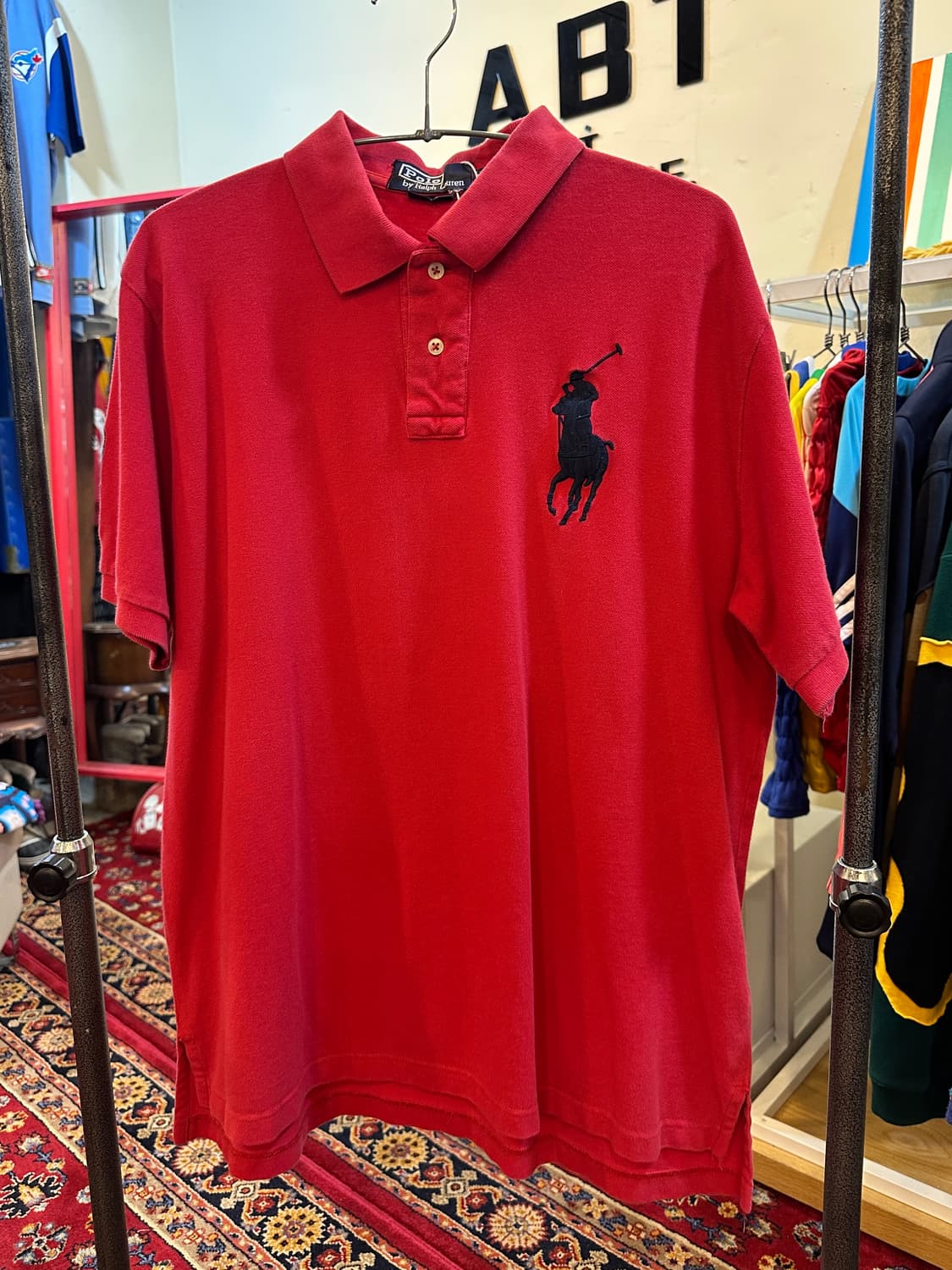 폴로 랄프로렌 빅포니 로고 반팔 카라티  레드 상품이미지1