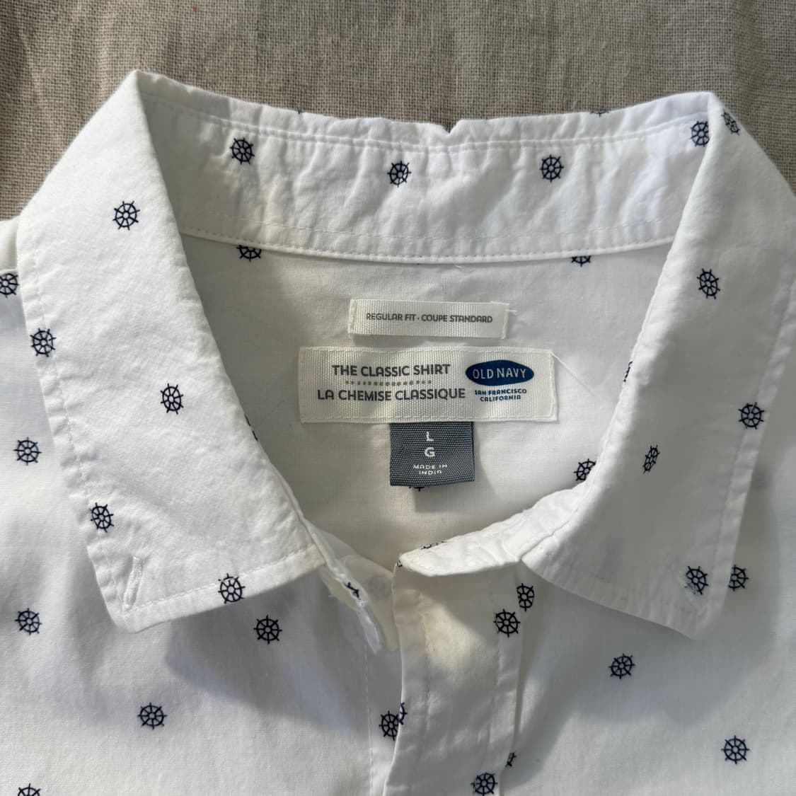 올드네이비 마린패턴 화이트셔츠 L 상품이미지4