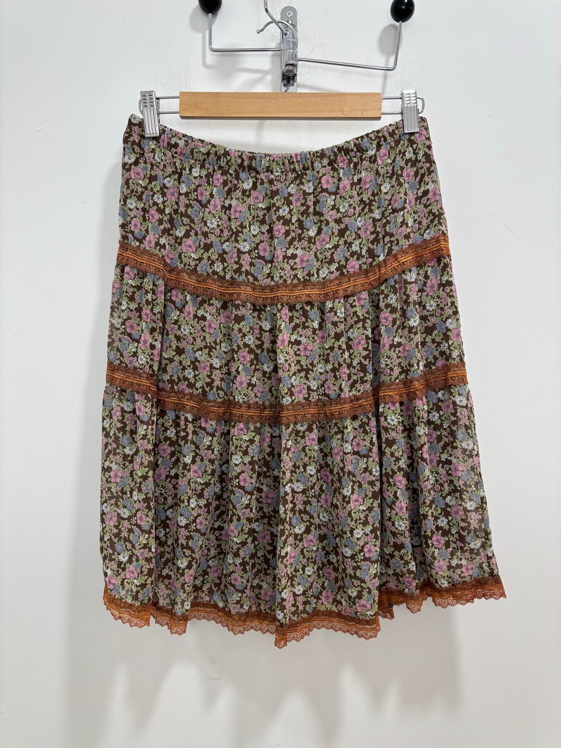 일본 빈티지 모리걸 플라워 레이스 쉬폰 스커트 치마 상품이미지6