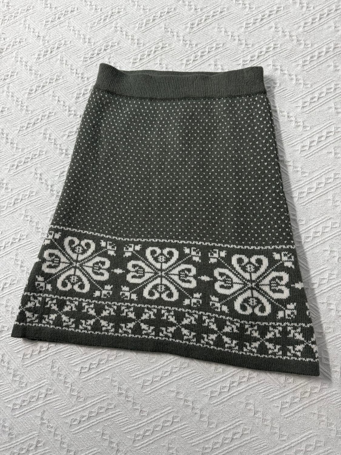 울 블렌디드 스노우 플레이크 패턴 니트 스커트 상품이미지8
