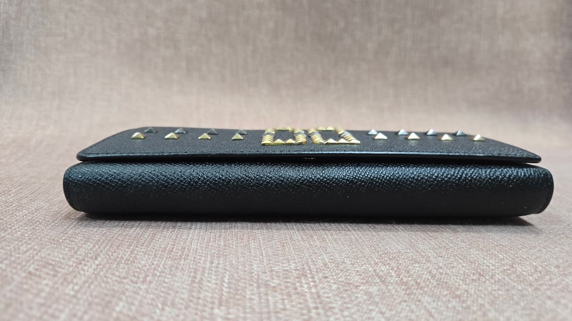 닥스 미사용  블랙 스터드 DD 로고 소가죽 여성 장지갑 상품이미지5