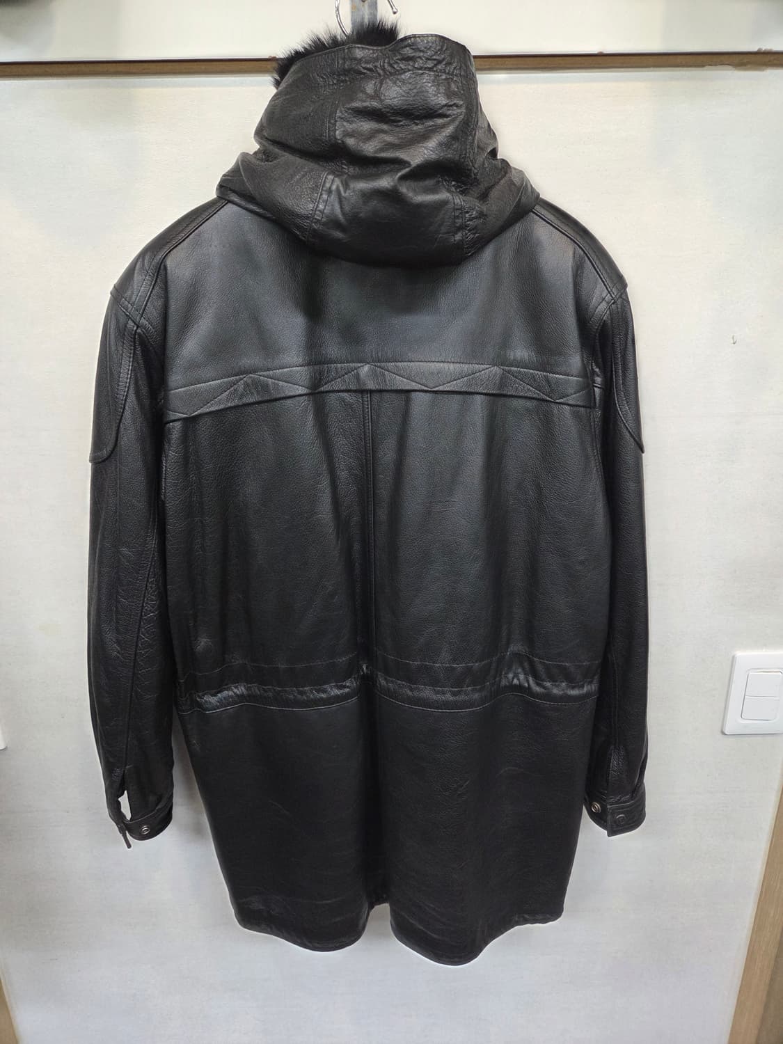 H.b.leather 퍼 소가죽 코트 후드자켓 m 상품이미지2