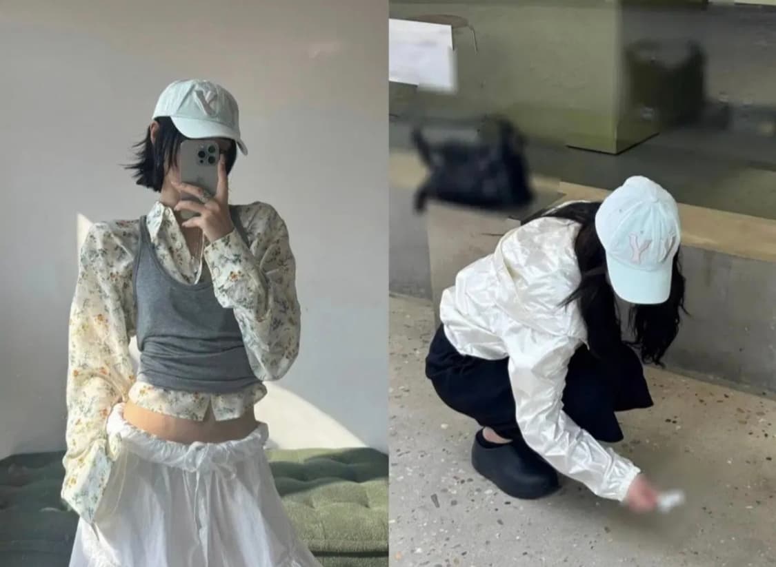 민트블루 그린 오픈와이와이 로고 볼캡 모자 상품이미지3