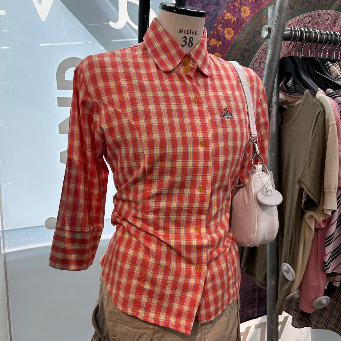 Vivienne Westwood orb 코튼 체크 셔츠 상품이미지1