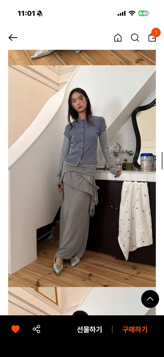 다이애그널 더블 레이어드 롱 드레스 상품이미지1