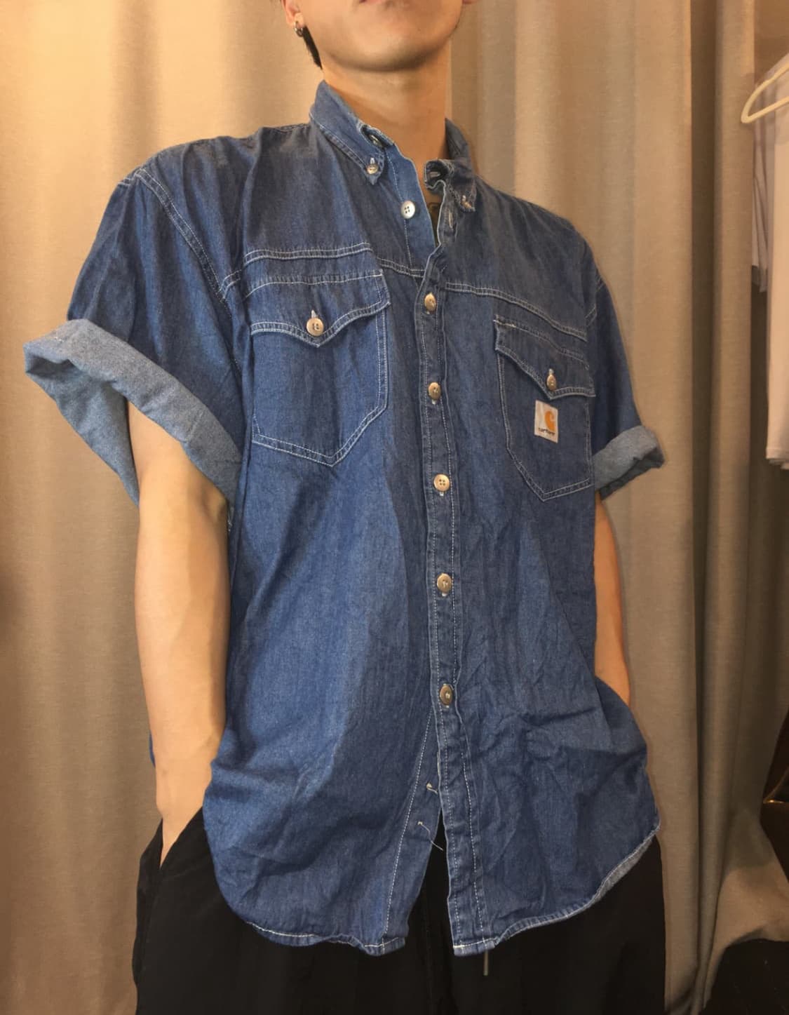 칼하트 데님 반팔 셔츠 상품이미지1