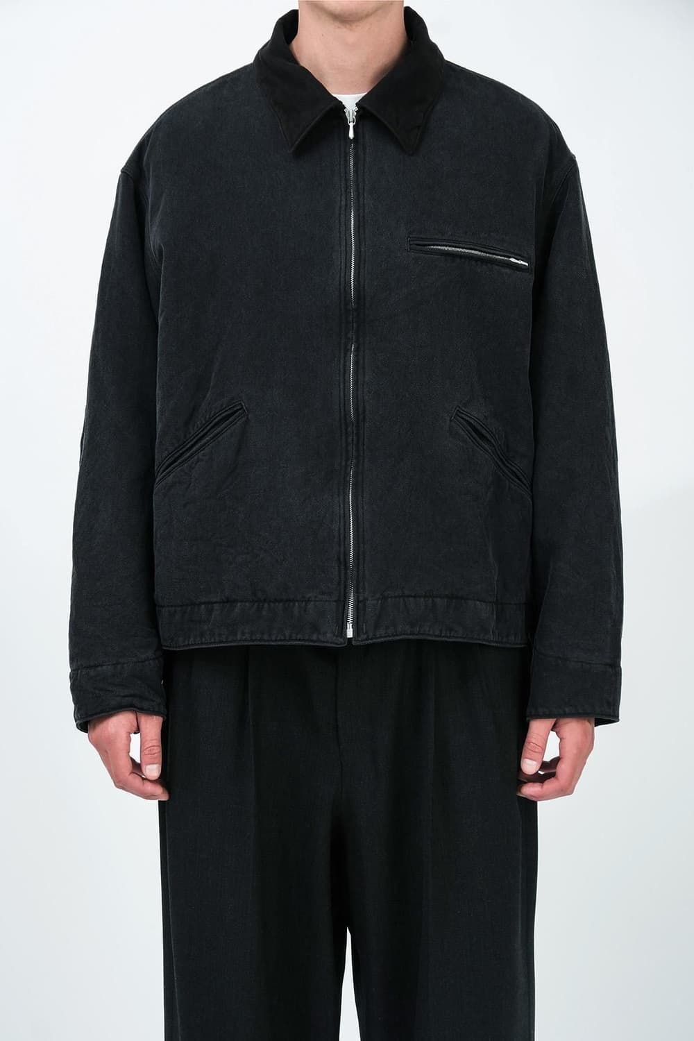 아프레쎄 빈티지 실크 코튼 디트로이트 자켓 블랙 3 상품이미지2