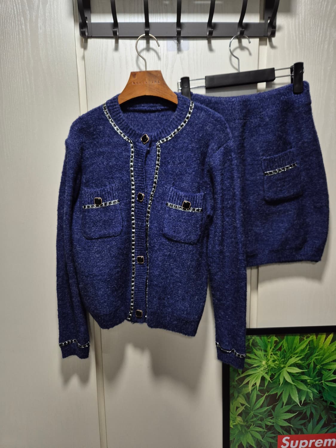 (세일)(새상품)vtg 네이비블루 가디건 스커트 셋업 상품이미지1