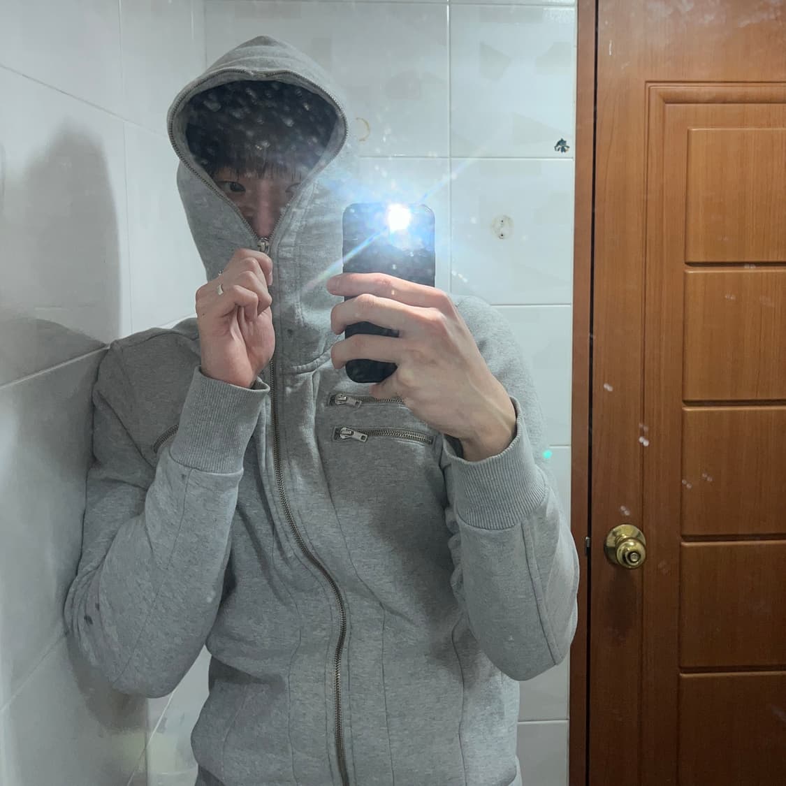 디젤 머슬핏 풀지퍼 후드집업 그레이 상품이미지1