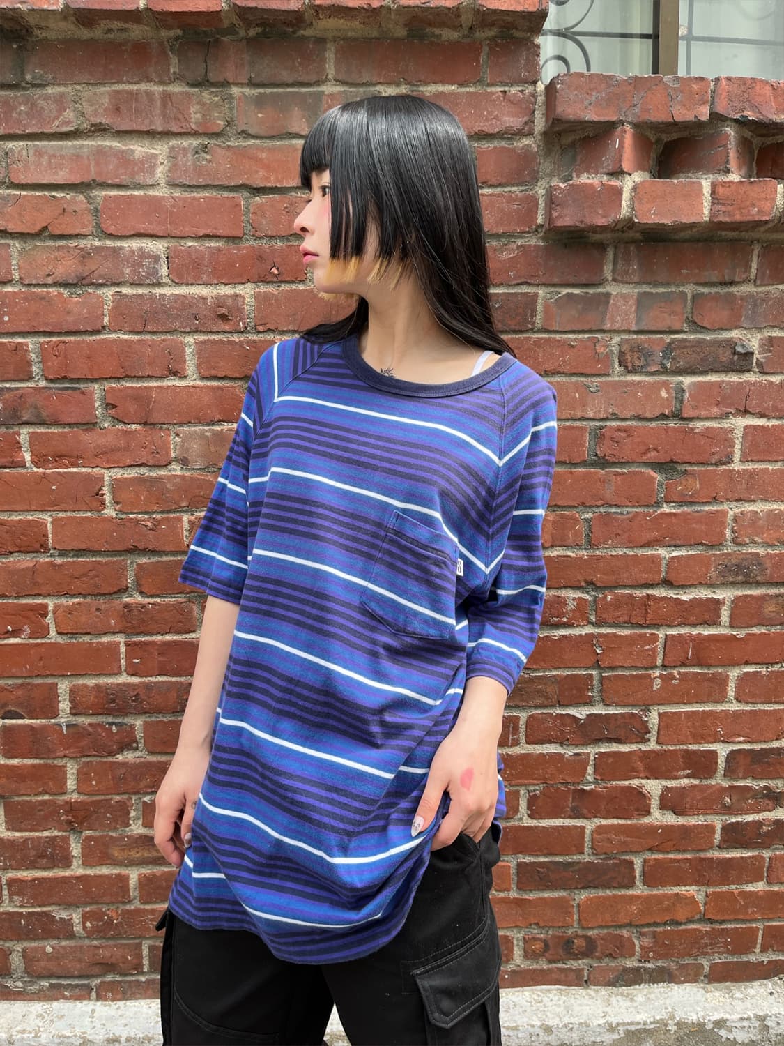 스투시 스트라이프 반팔탑 상품이미지2