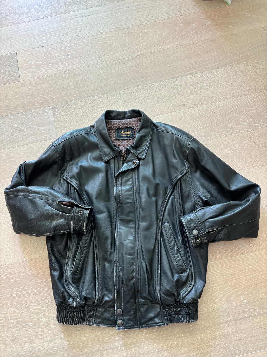 빈티지 레더 봄버 자켓 상품이미지1