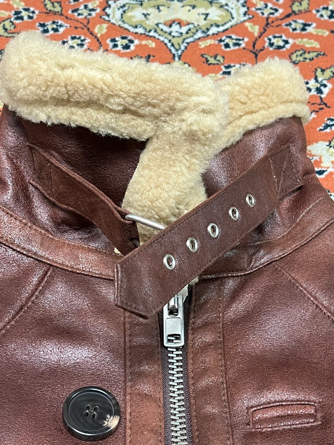 [FREE] 빈티지 레드브라운 레더 무스탕 자켓 상품이미지3