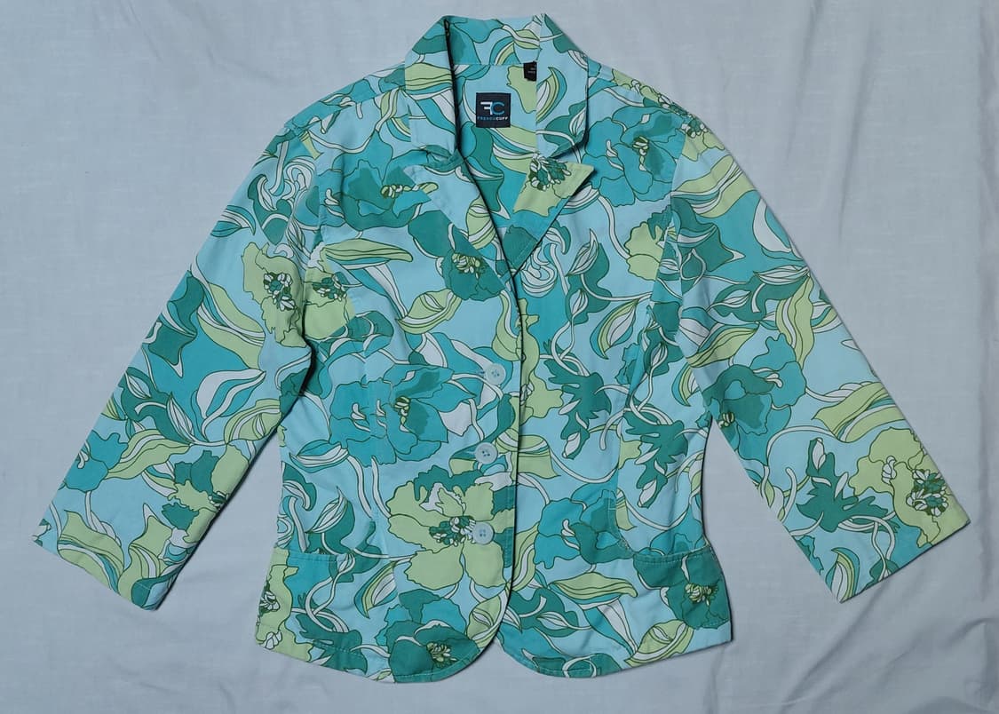 [S] 프렌치 커프(French Cuff) 민트 플로럴 코튼 자켓 상품이미지2