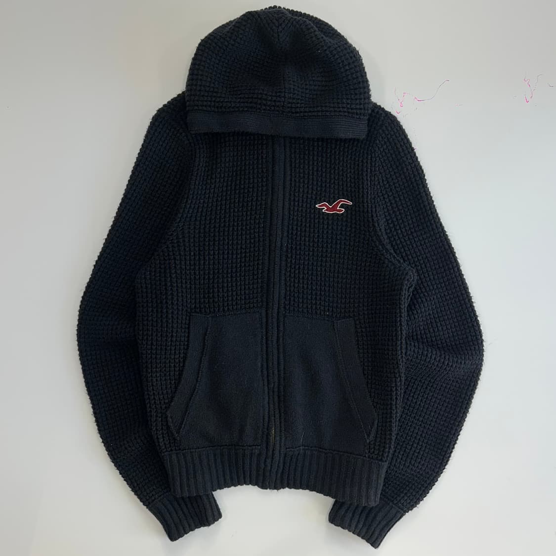 Hollister 홀리스터 딥 네이비 니트 후드집업 상품이미지3