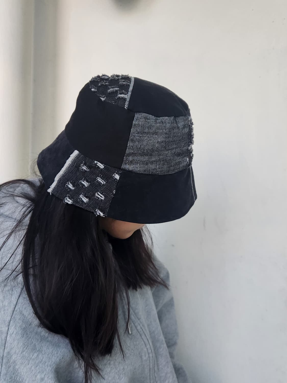 (no.5) 리버시블 패치워크 벙거지 버킷햇 Black Mix 상품이미지5