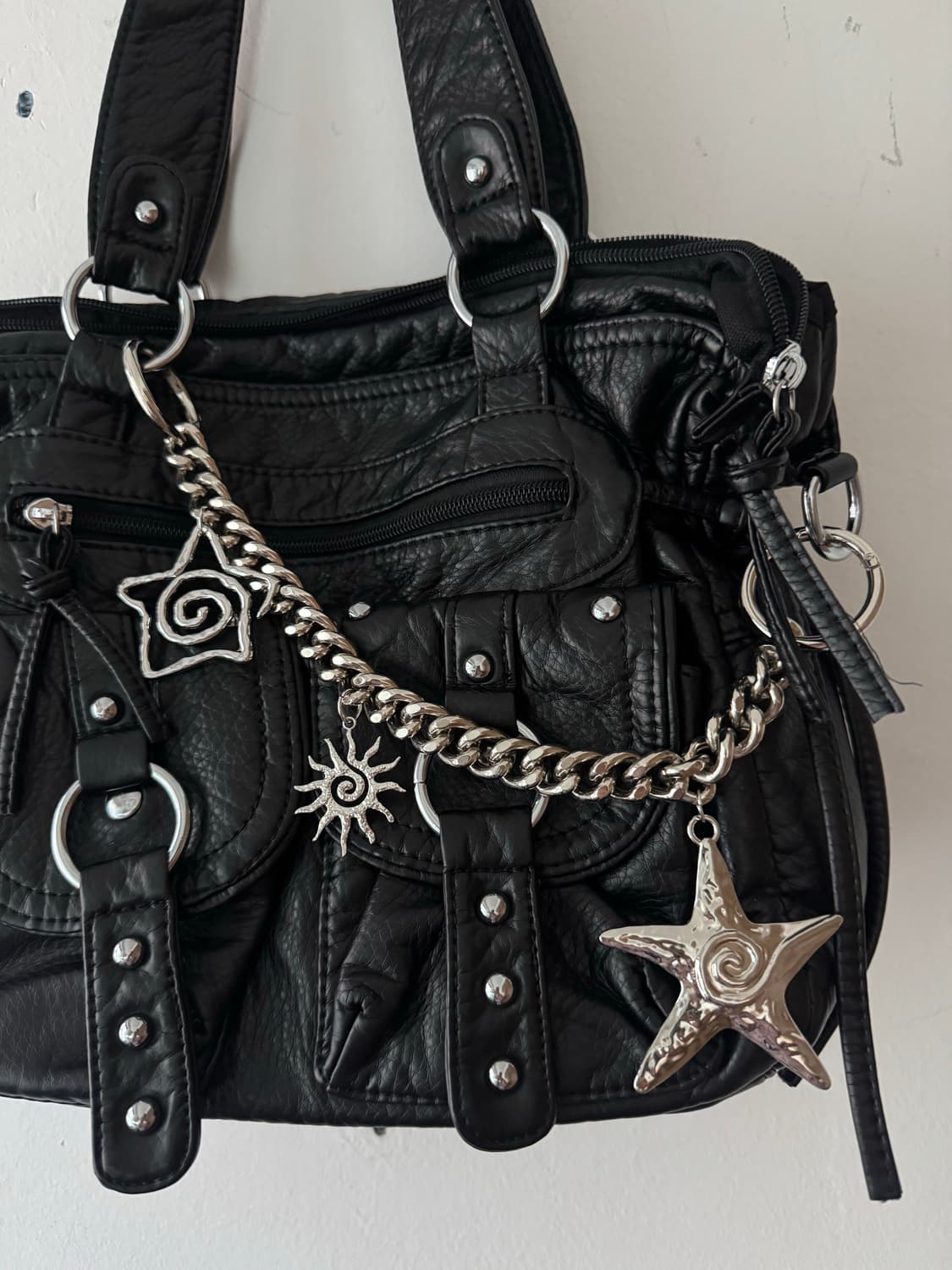 투포켓 스터드 빈티지무드 레더 숄더 크로스백 상품이미지2