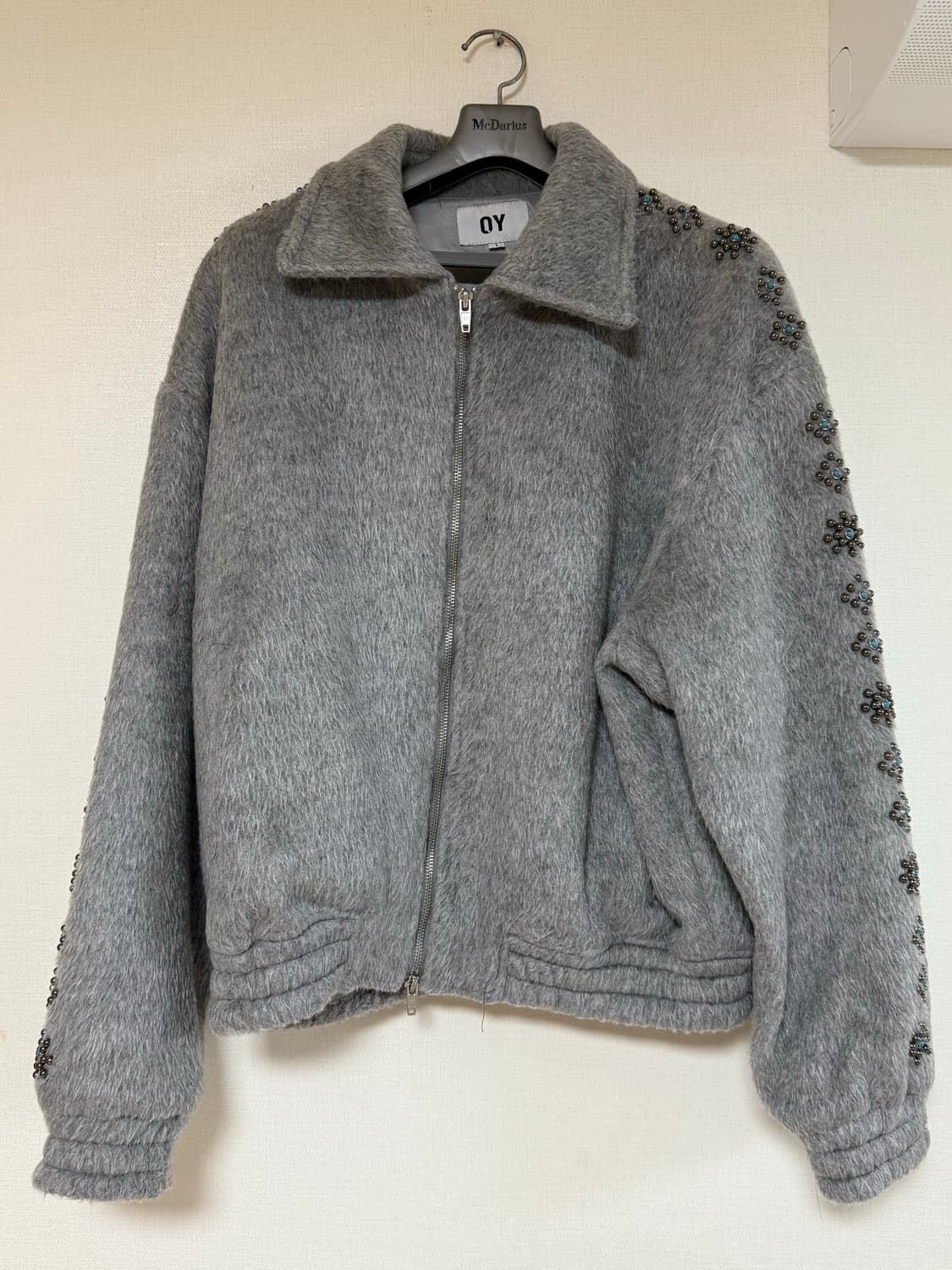 TURQUOISE STUD HAIRY WOOL JACKET - GREY 상품이미지1