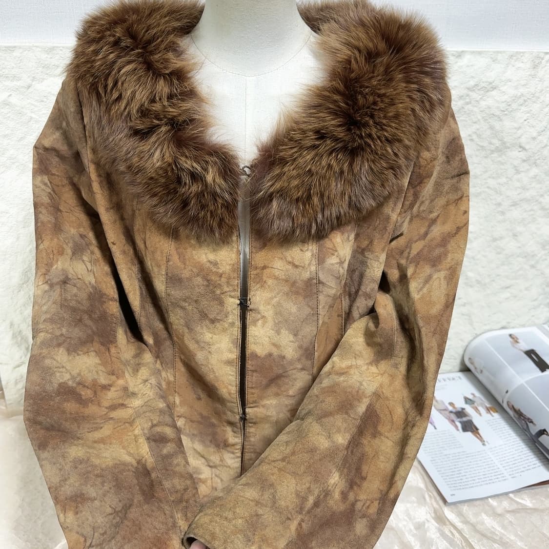 빈티지 폭스퍼칼라 맵느낌 되지가죽자켓 상품이미지3