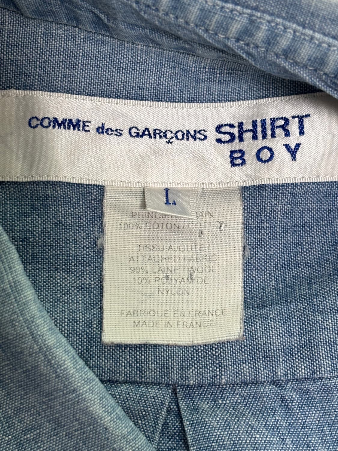 꼼데가르송 셔츠 보이 샴브레이 셔츠 L 상품이미지6