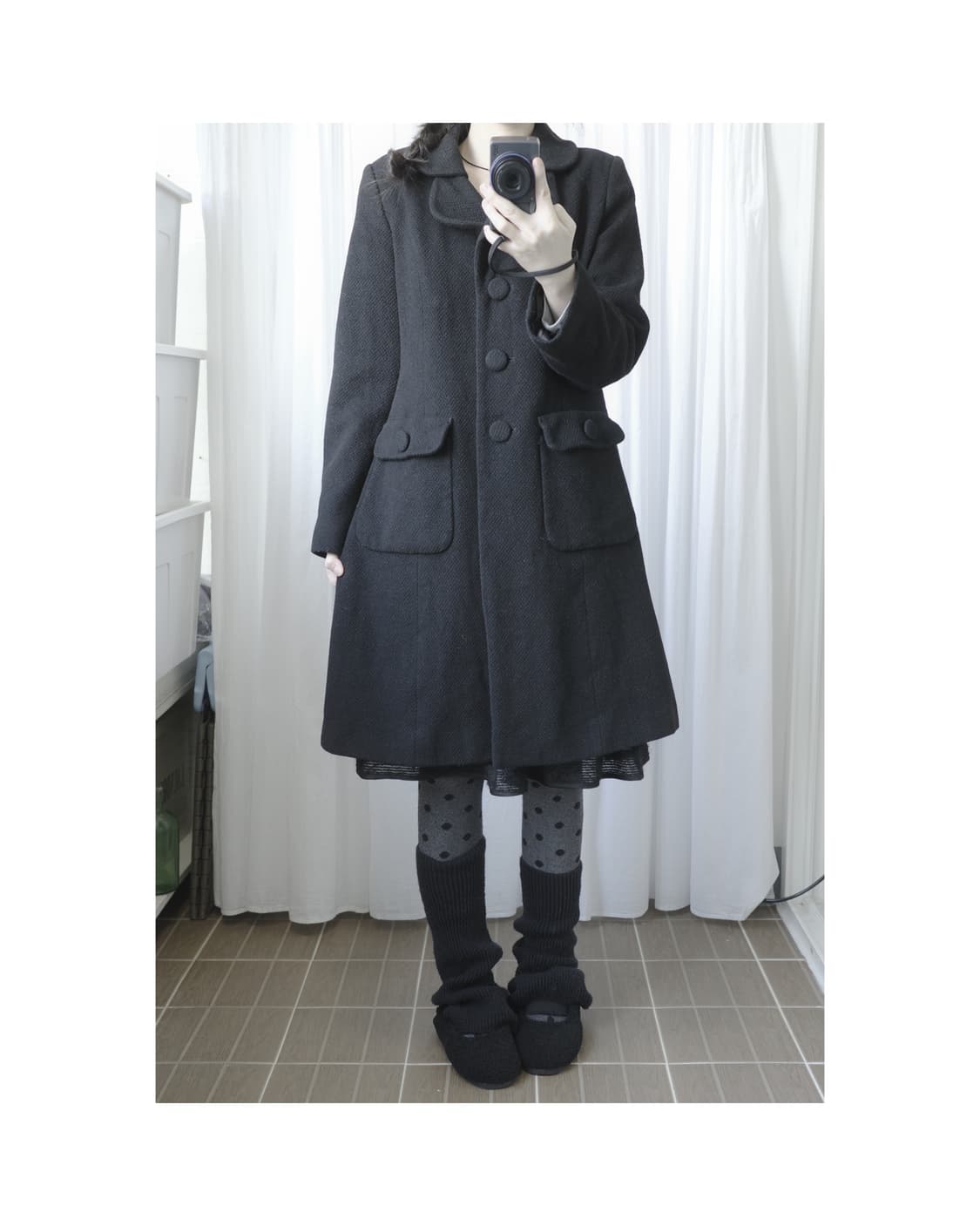 Round black half coat 상품이미지3