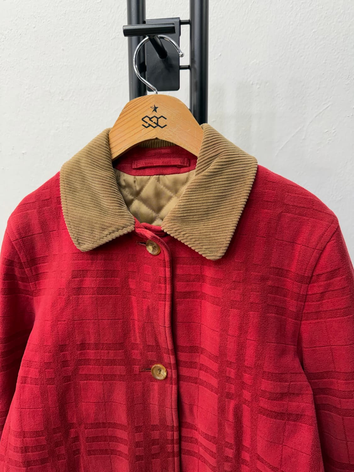 정품) 버버리 여성 코듀로이 카라 체크 자켓 XS 상품이미지3