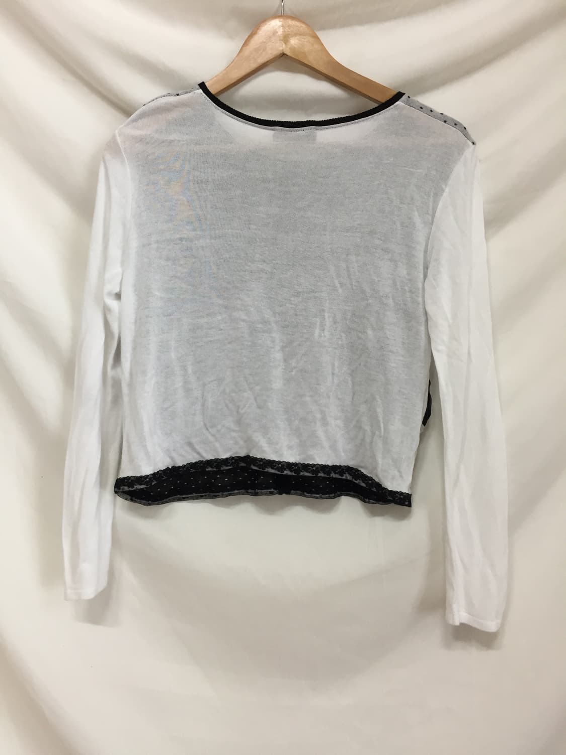 Jutaage 도트 시스루 배색 가디건 상품이미지6