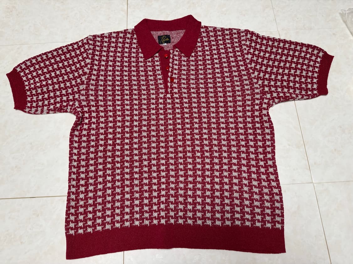 니들스 Polo Sweater - Houndstooth Red L사이즈 상품이미지3