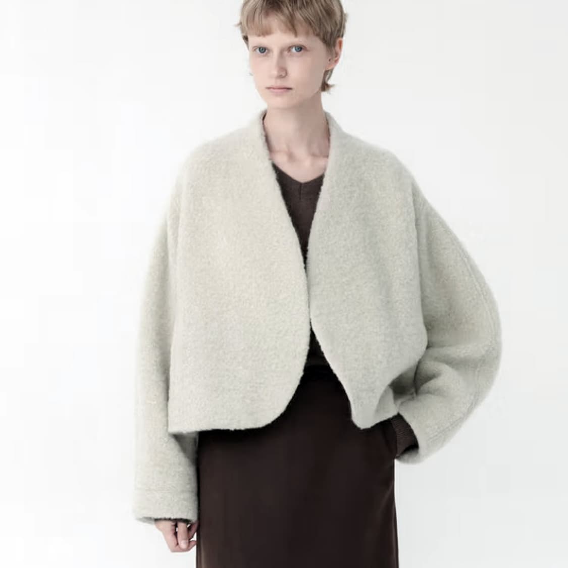 레이스(RRACE) 알파카 커브드 숏자켓 프리사이즈 새상품 상품이미지1