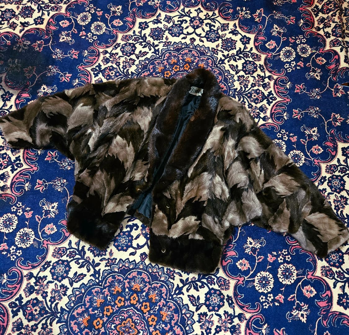 Jinhung Saca Mink 100% 빈티지 배색 숏 가오리핏 밍크 상품이미지1