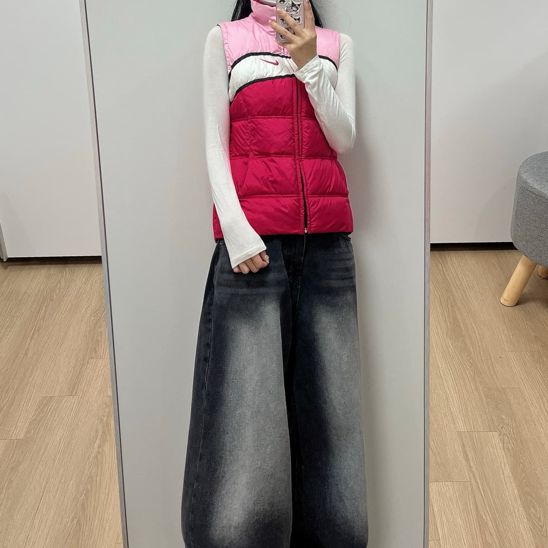 나이키 Y2K 자수로고 핑크 패딩 조끼 상품이미지1