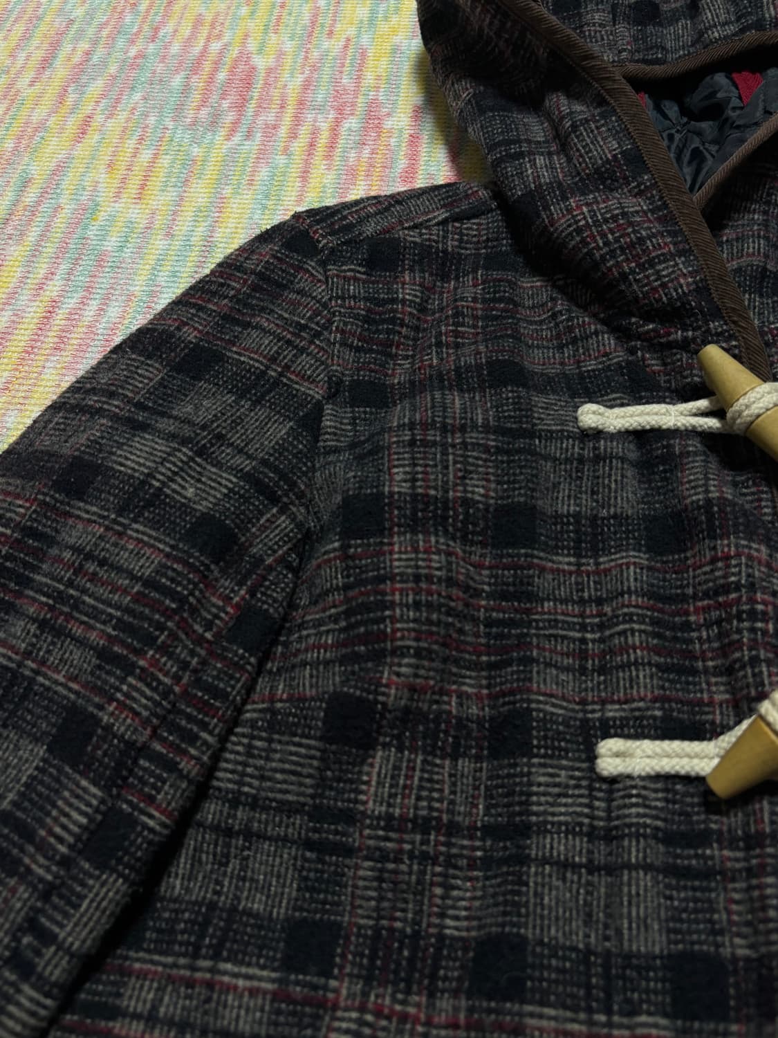 체크 후드 더플 코트 상품이미지10