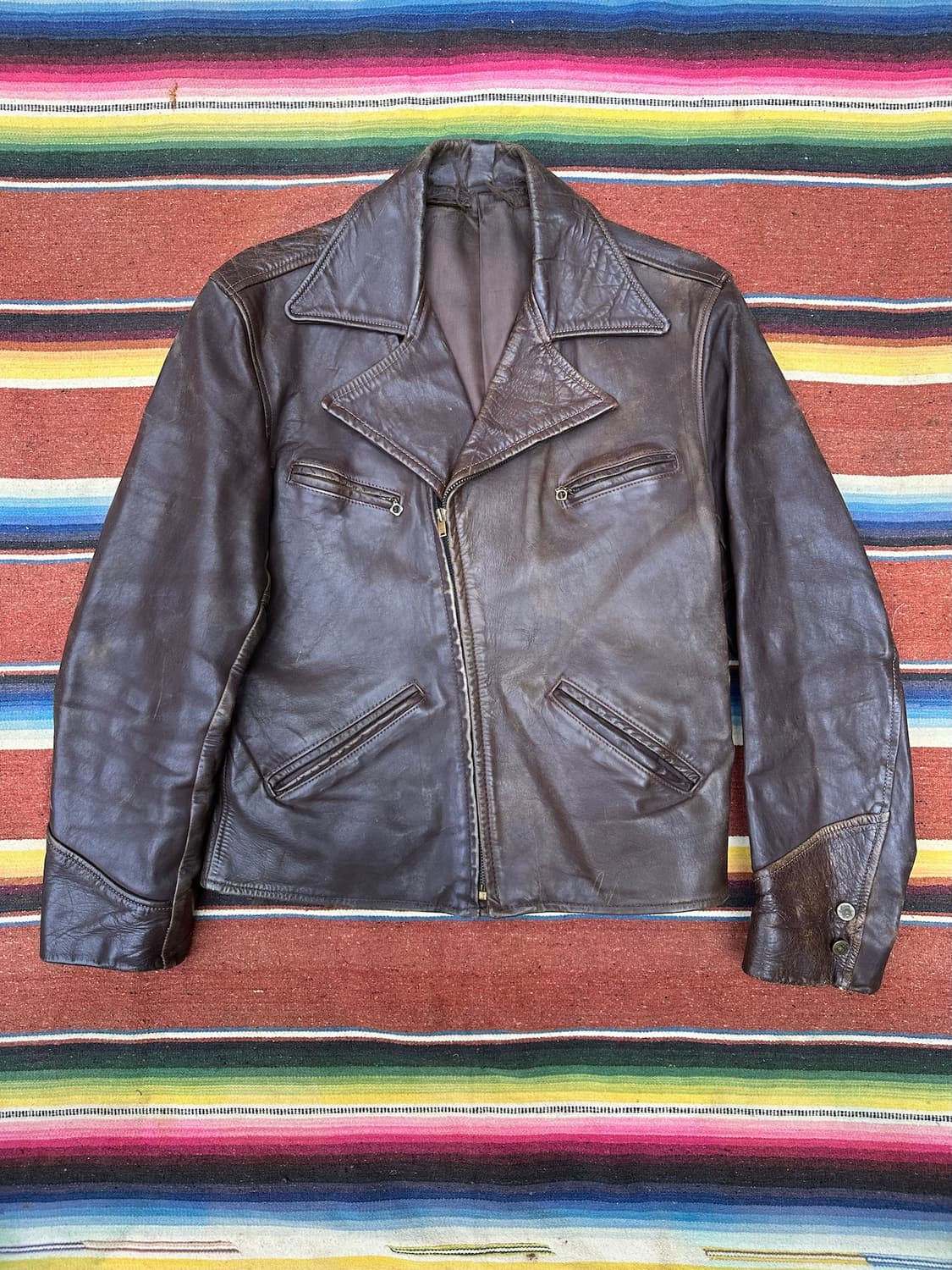 40s USA Horse Hide Rider Jacket 상품이미지2
