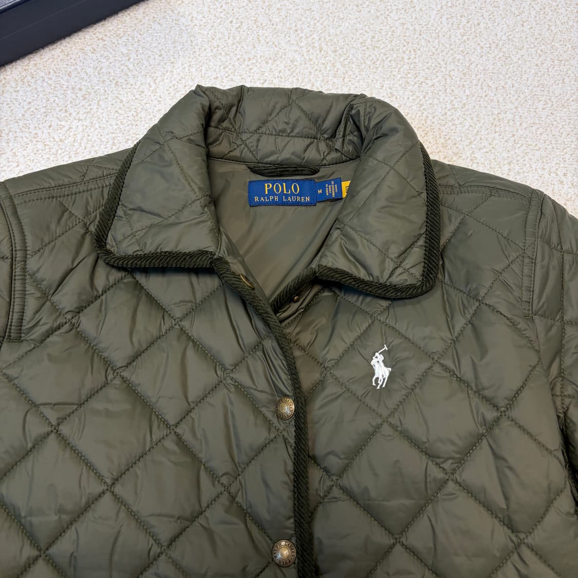 정품QR택)폴로 랄프로렌 퀼팅 자켓 카키색 상품이미지2