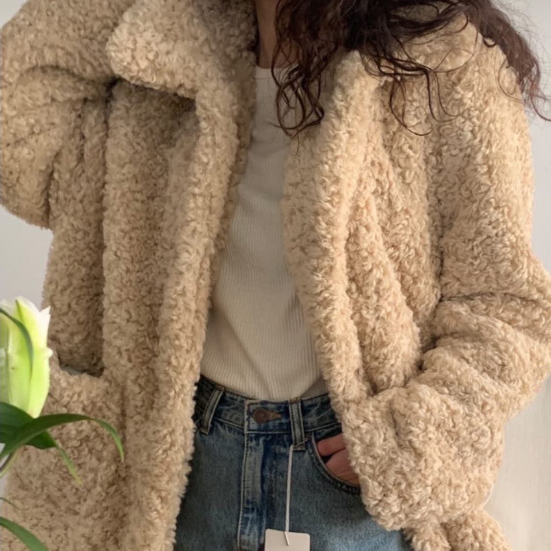 드온도(de Ondo) 카나 시어링 푸들퍼 자켓 프리사이즈 새상품 상품이미지1